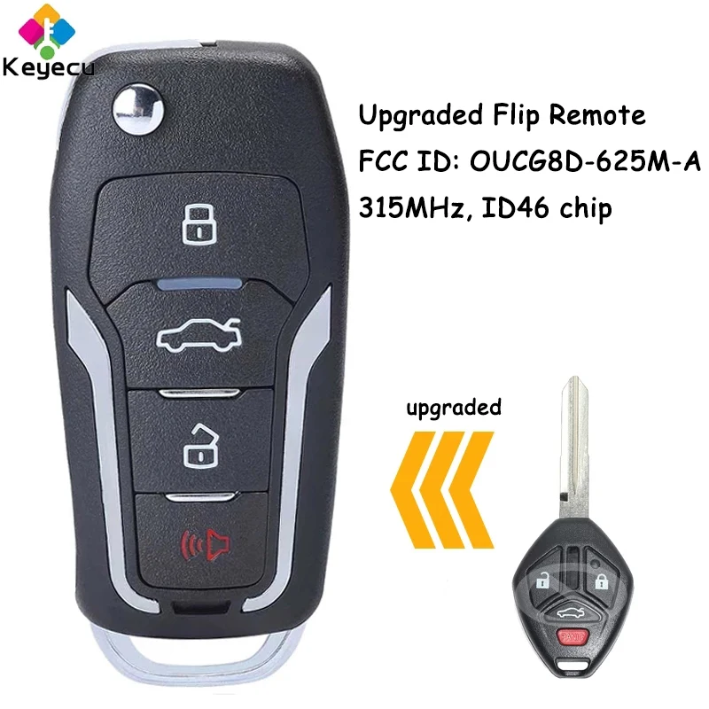 

KEYECU Upgraded Flip Remote Car Key With 4 Buttons 315MHz ID46 Chip for Mitsubishi Lancer Galant Eclipse Fob OUCG8D-625M-A