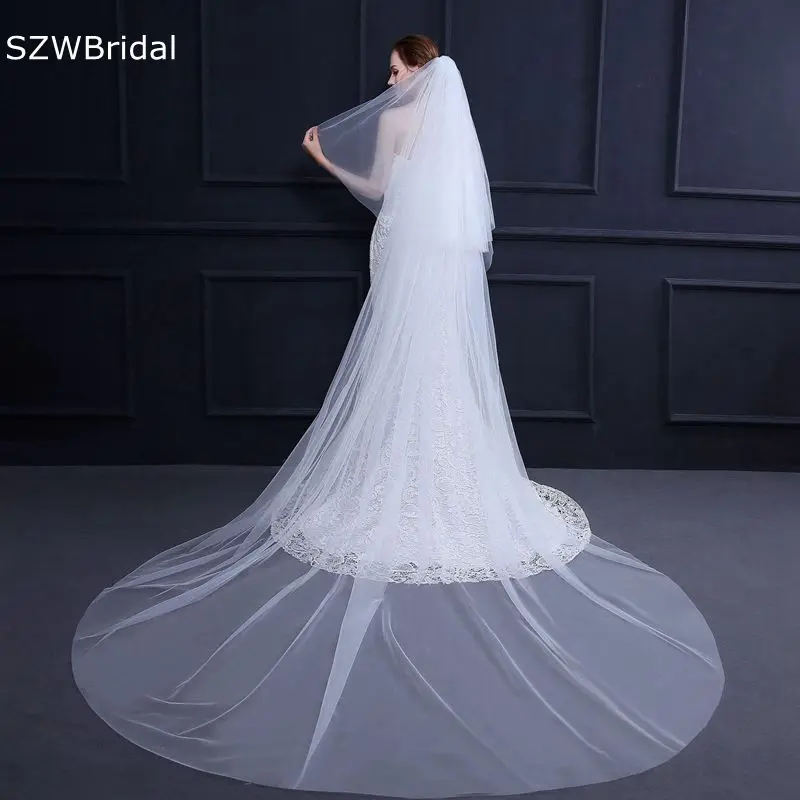 New Arrival White Ivory Wedding veil Two Layer Cut Edge Cheap Novia accesorios Bridal Veils Welon Bridal headwear Mariage