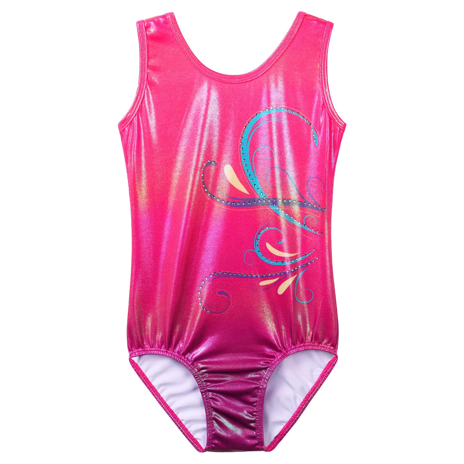 BAOHULU Sparkle Girls Jumpsuit Teens Ballet Leotard Sleeveless Gymnastics Leotard Professional Practice Costume Dance Wear