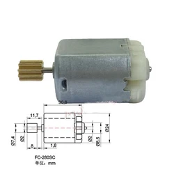 Micro FC-280SC Motor with 9 Teeth Gear DC 12V 11800RPM for Door Lock/ Actuator Rearview Mirror Repair of Car