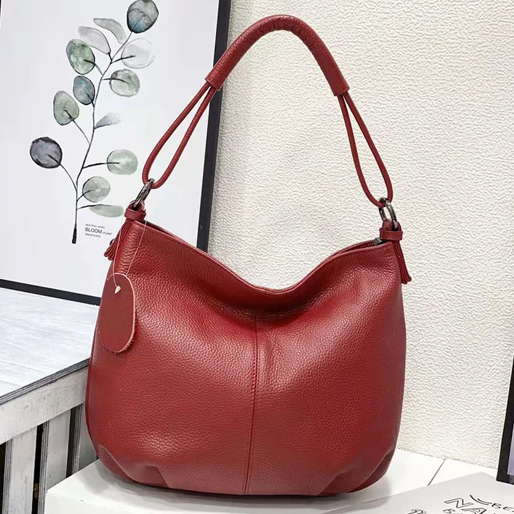 Genuine Leather Women Bag Soft Real Leather Shoulder Bag Casual Lady Handbag Luxury Brand Crossbody Bag Hobos Female Totes Purse