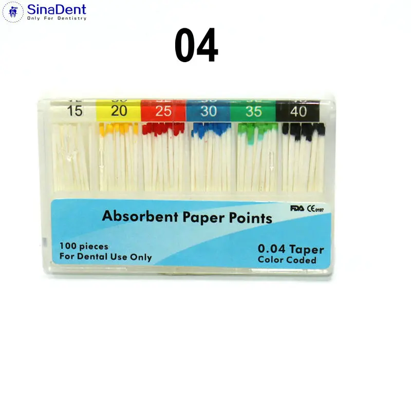 100pcs/Pack 04 Taper Dental Absorbent Paper Points 15-40# Dental Cleaning Root Canal Materials for Endodontics Treatment