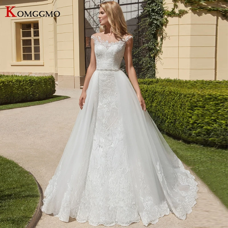 Elegante sirena staccabile corte treno abito da sposa 2023 vendita calda ricamo Appliques o-collo Vestido De Novia abito da sposa