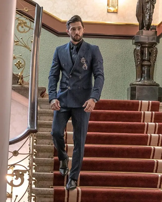 Trajes de boda para hombre, traje Formal de novio, hecho a medida esmoquin con dos botones, trajes de 2 piezas (chaqueta + Pantalones), novedad de 2020