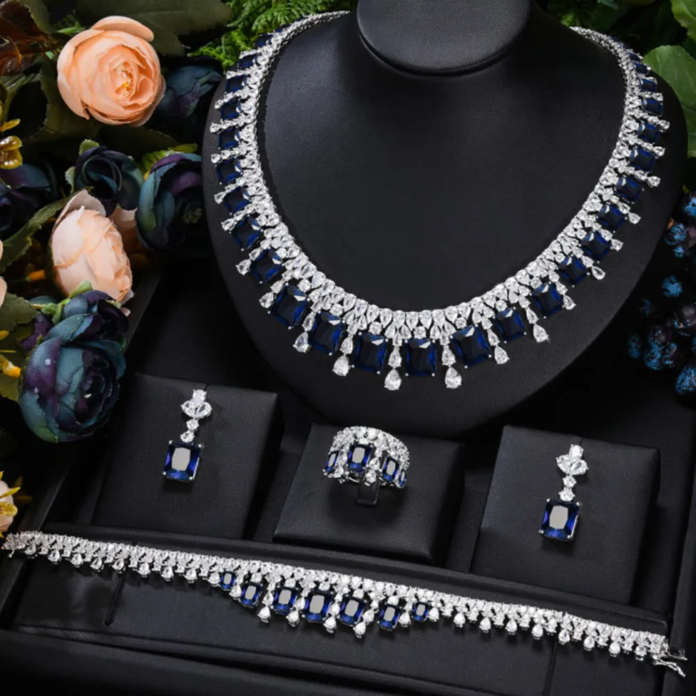 Kellybola Jewelry Exclusive High Quality Luxury Zircon Jewelry Set Women's Wedding Engagement Anniversary 4PCS Accessories