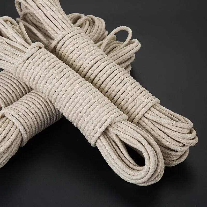 HOT Braided Waxed Cotton Rope Thick 4/5/6/8mm strong stretch flagpole pulley line clothes rope bondage free shipping 25m