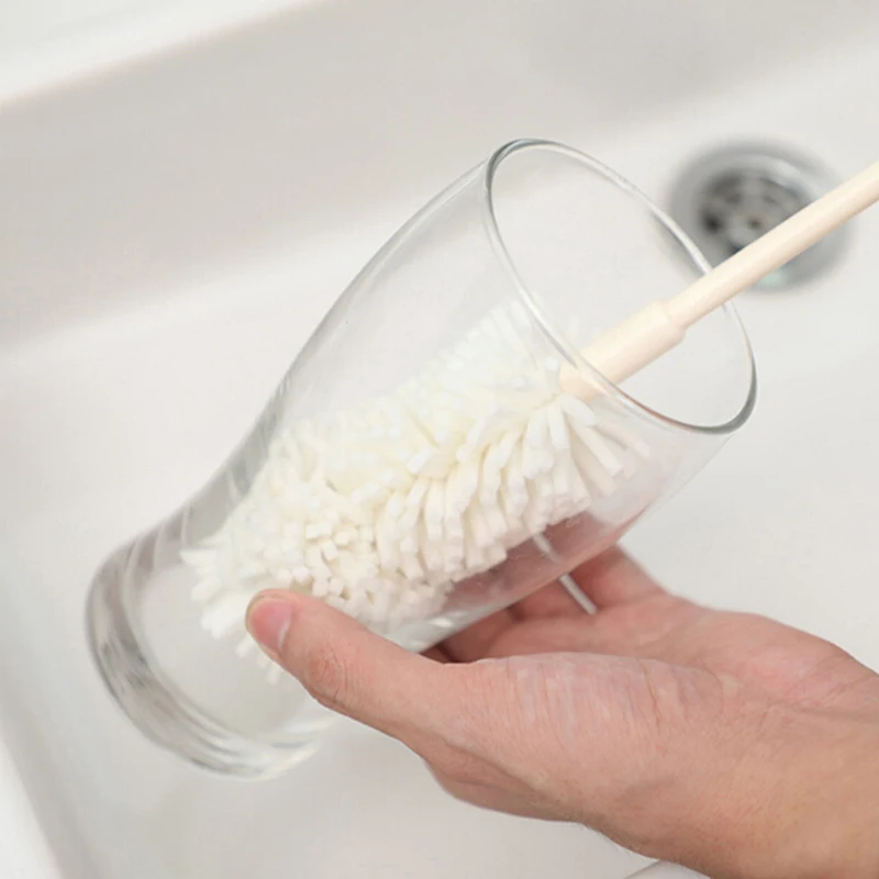 Spazzola per tazza in spugna a manico lungo pulizia della bottiglia di latte in vetro detergente per utensili da cucina spazzola per la pulizia della tazza thermos a fondo profondo