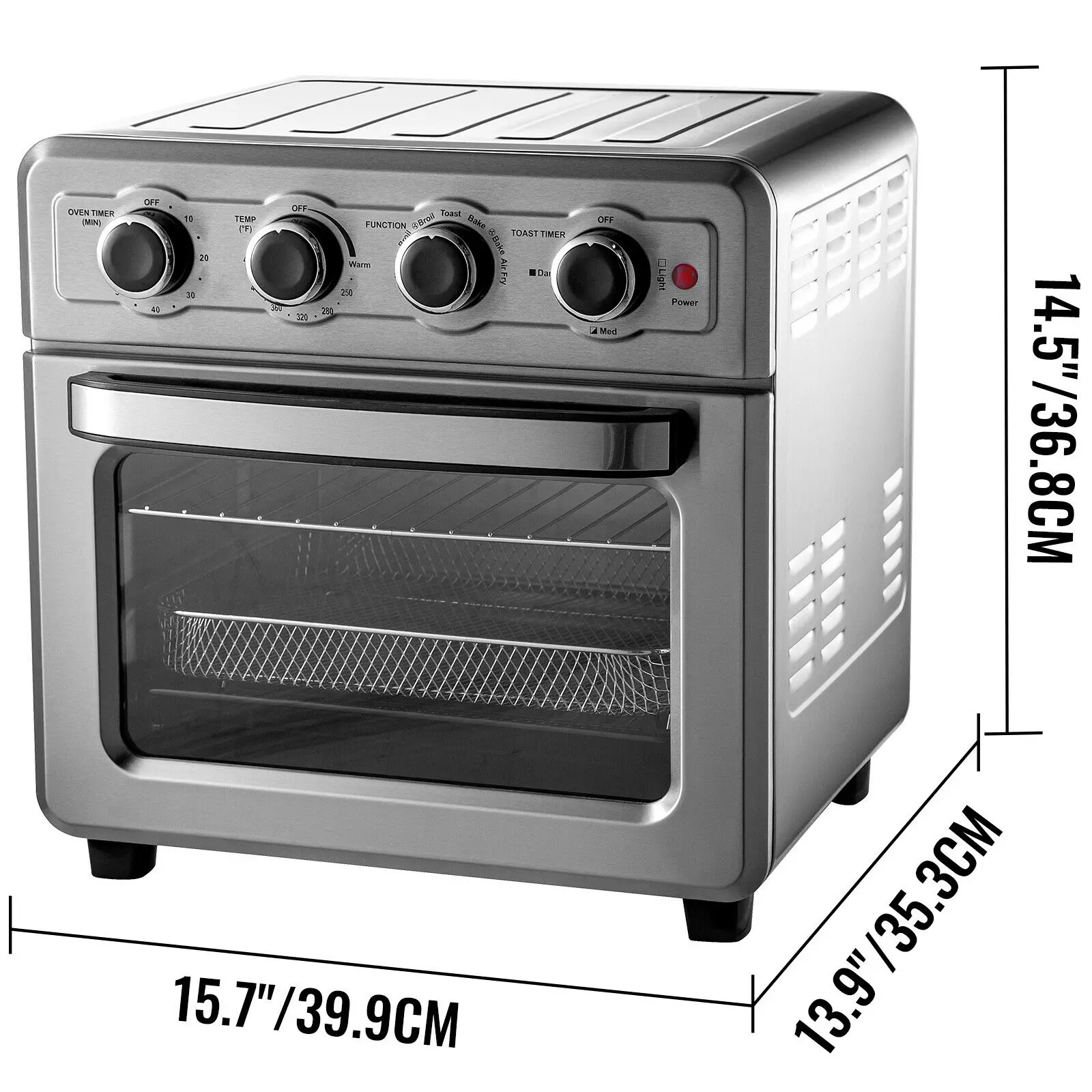 VEVOR 다기능 스테인리스 스틸 에어 프라이어, 예열, 굽기, 토스트, 베이킹 프라이용, 컨벡션 오븐, 오일 프리, 20L, 18QT