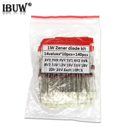 14values*10pcs=140pcs 1W Zener diode kit DO-41 3.3V-30V Component diy kit