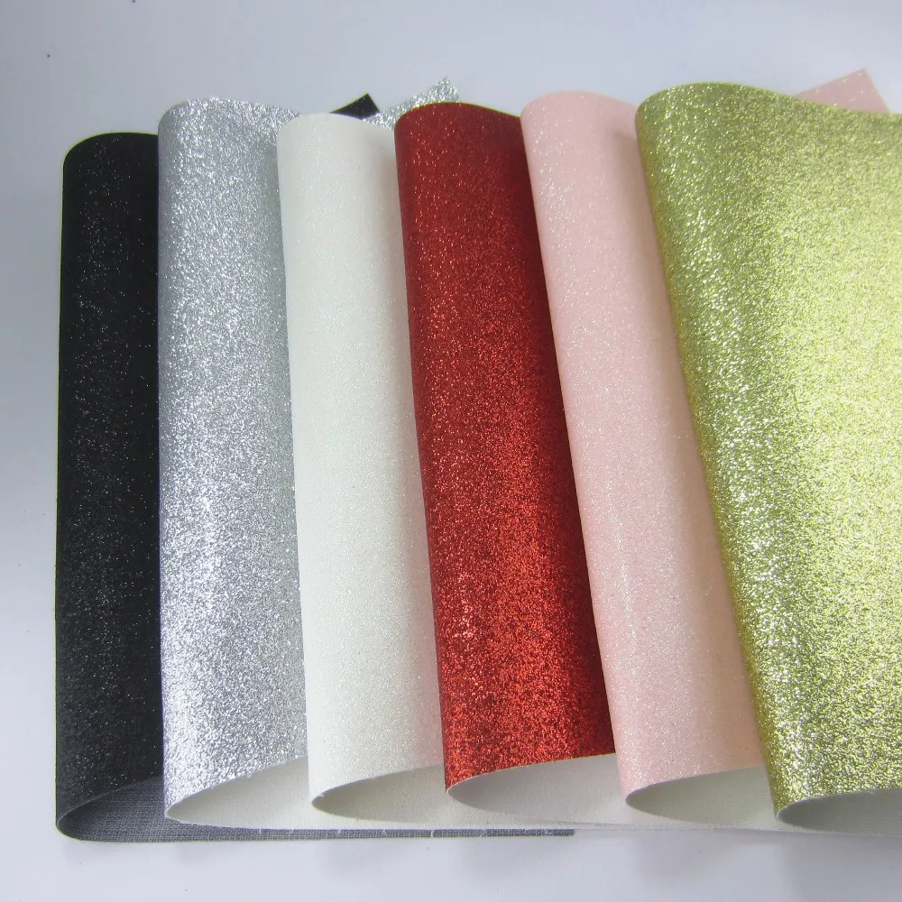 Plain Solid Black White Red Fine Glitter Fabric Faux Synthetic Leather For Bow Earring HandBages DIY Decration F0154