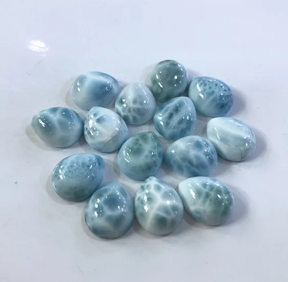 Natural Larimar Cabochon Tear Drop gemstone beads CABS For Jewelry Making Rings Pear Shape Face Pendant Accessories