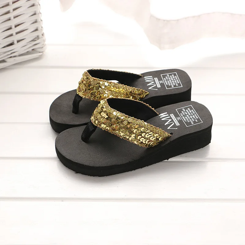 Summer Women Flip Flops Casual Sequins Anti-Slip Slippers Ladies Platform Sandals Beach Open Toe Shoes Indoor Zapatillas Mujer