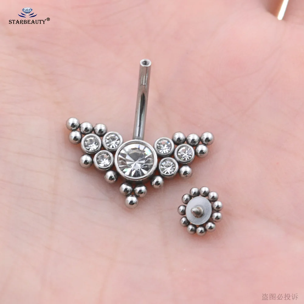 1Pc Surgical Stainless Steel Belly Button Piercing Earrings, Navel Piercing Mini Ball, Eagle, Butterfly, Paw, Heart Navel Rings