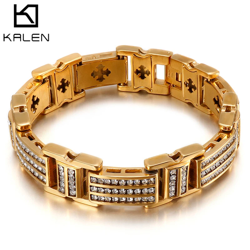 

Браслет мужской из нержавеющей стали, 17 мм, с фианитом