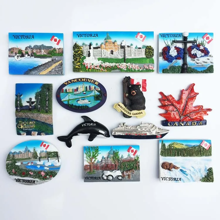 World Travel Fridge Magnet Canada Country Souvenir Fridge Magnets Canadian Bear Maple Leaf Victoria City 3d Resin Cute Magnets