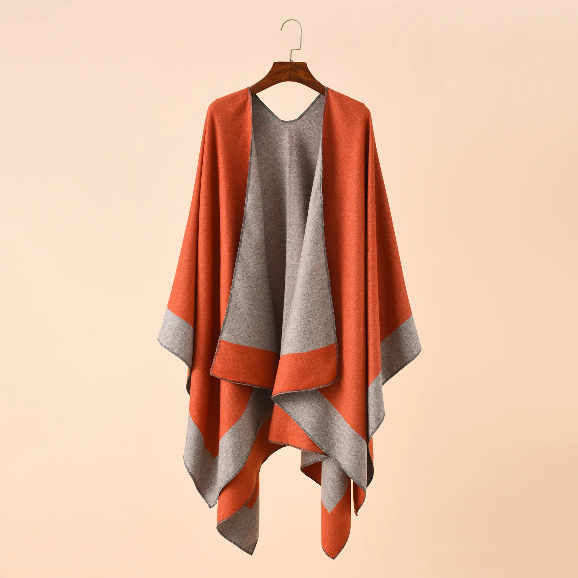 

2022 Spring Autumn Solid Color European American Travel Shopping New Women Warm Big Shawl Sunscreen Orange Orange Red Scarf