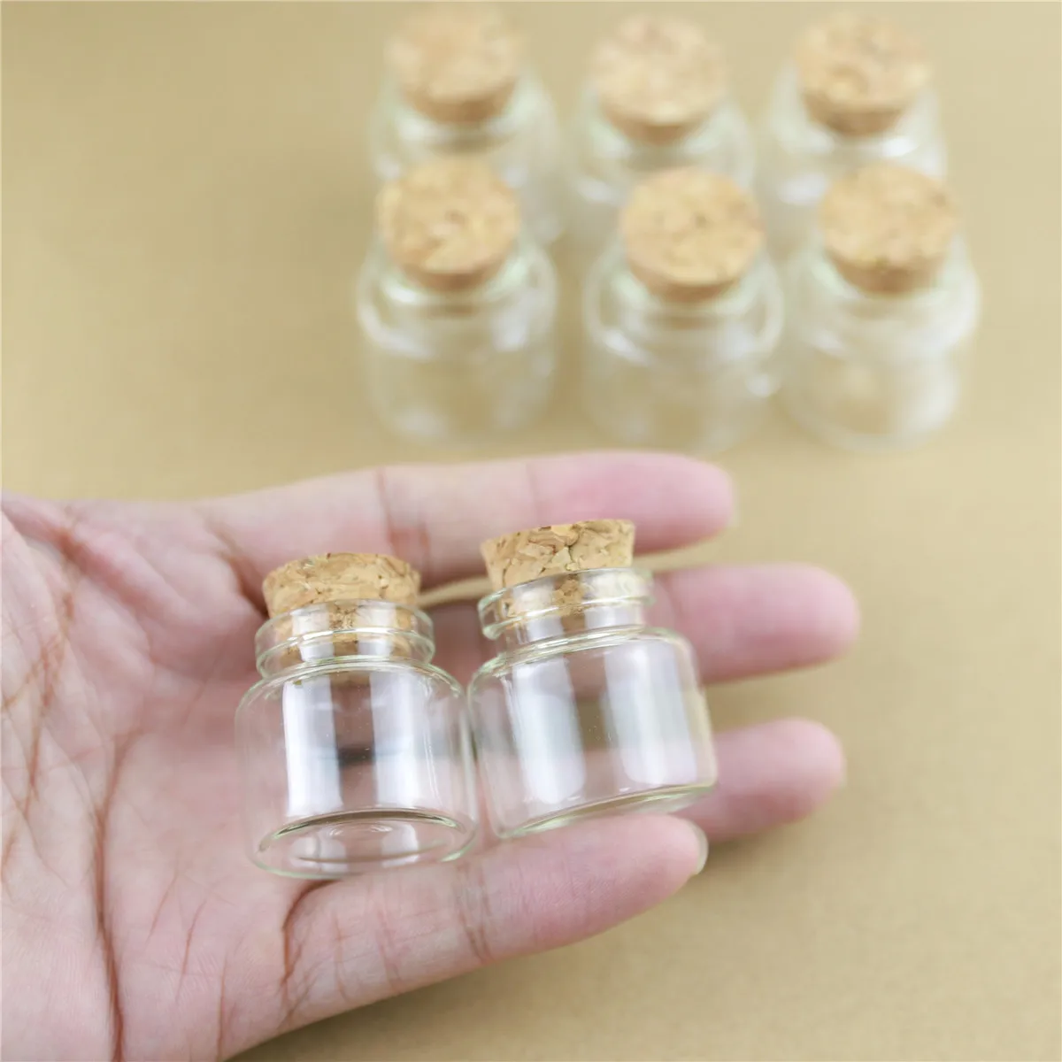 50pcs/lot 30*30mm 10ml DIY Mini Wishing Glass Bottles Cork Crafts Jars Cork Stopper Transparent Empty Glass Bottles