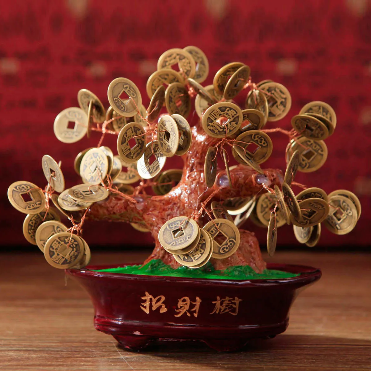 

The Handicraft of Chinese Style Home Decoration, Copper Money, Money-spinning Tree, and Wind Water Supplies Are 23cm High.