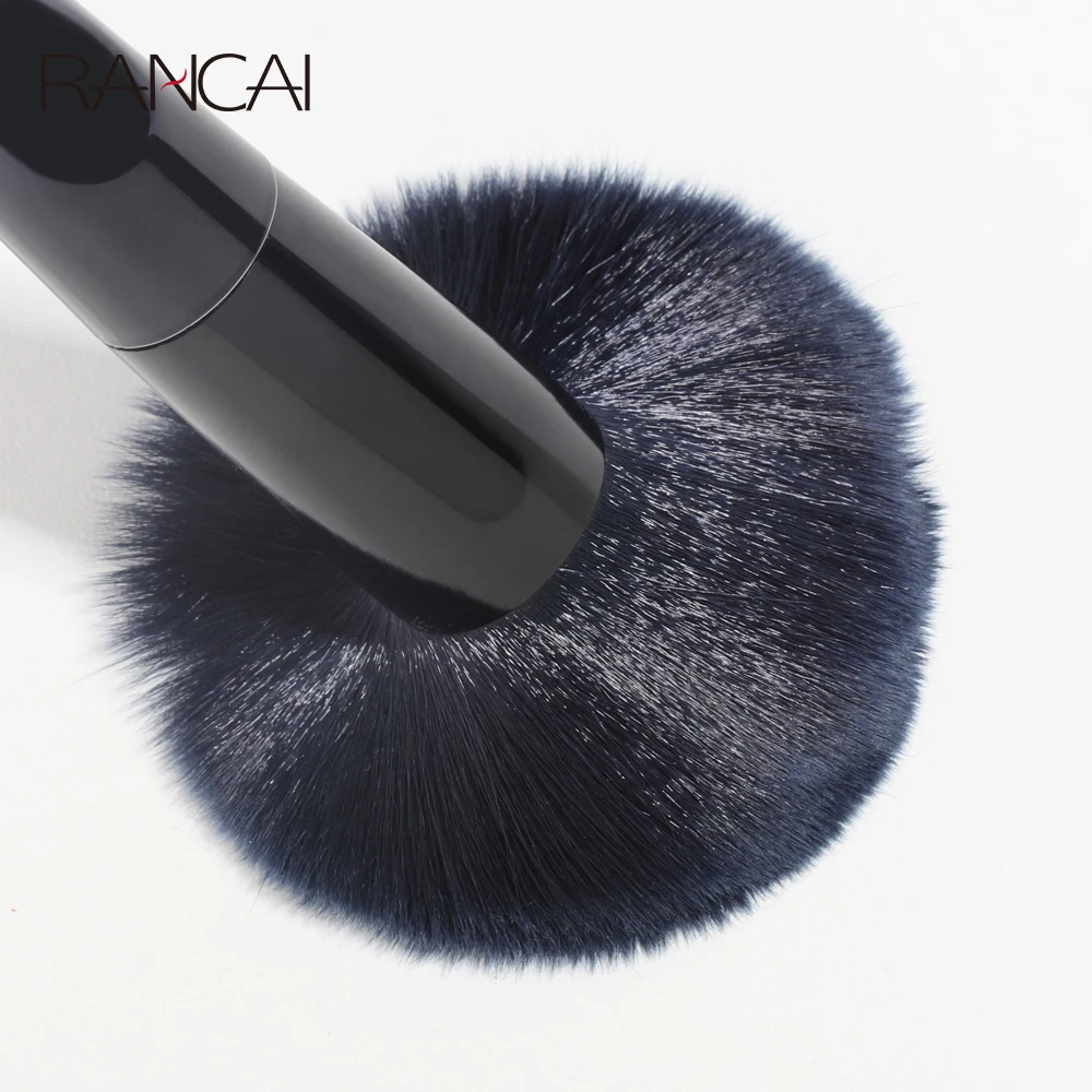 RANCAI 10 Pcs Makeup Brushes Navy Blue Premium Synthetic Hair Foundation Blending Brush Tool Powder Eyeshadow Cosmetic Set Case