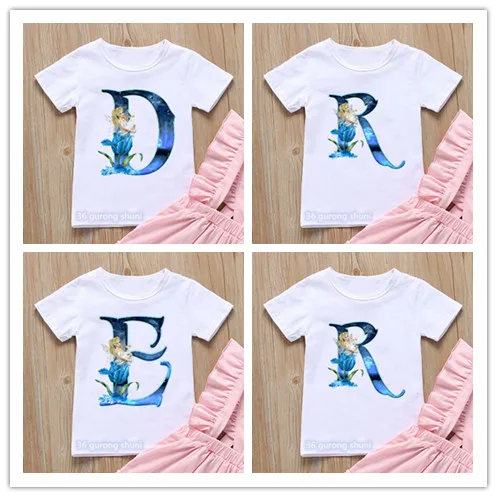 Kawaii Meisjes T-shirt Grappige Brief Bloem Meisje Cartoon Print Kids Verjaardag Brief Kleding Zomer Tees Peuter Baby T Shirt Tops