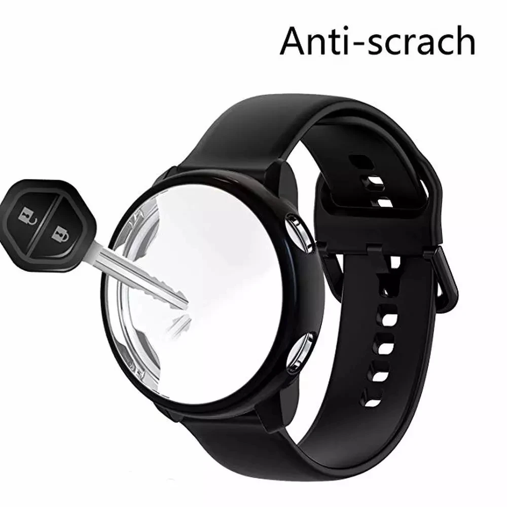 2in1 Strap+Case For Samsung Galaxy Watch Active 2 44mm 40mm Full Cover Silicone Smart Watchband Bracelet TPU Bumper Combination