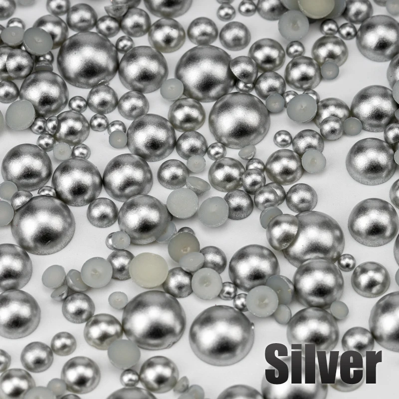 VDD 200g Großhandel, gemischte Größen 3-10mm, mehrfarbige ABS-Imitationsperlen, halbrunde Flachrückperlen für DIY-Handwerk, Nagelkunst-Dekorationen – Detail 20