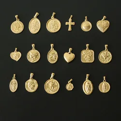 Hot Portrait Coin Cross Heart Angel Vintage Pendant DIY Accessories PVD Plated Stainless Steel Multiple Options Jewelry