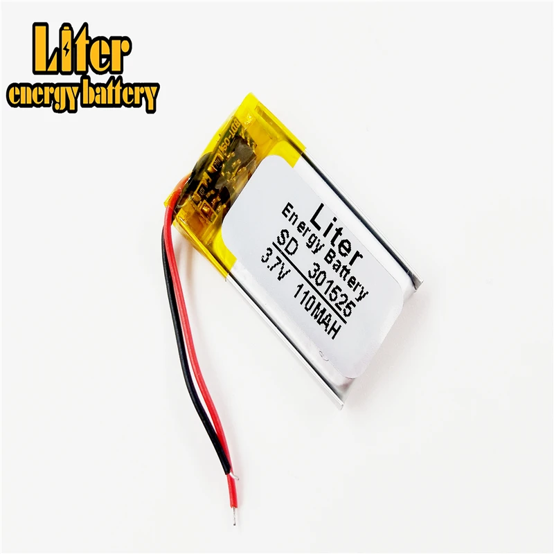 3,7 V, 110 mAH, 301525   batería de polímero de litio para 301525   Enchufe GPS, mp3, mp4, mp5, dvd, bluetooth, modelo de juguete batería recargable