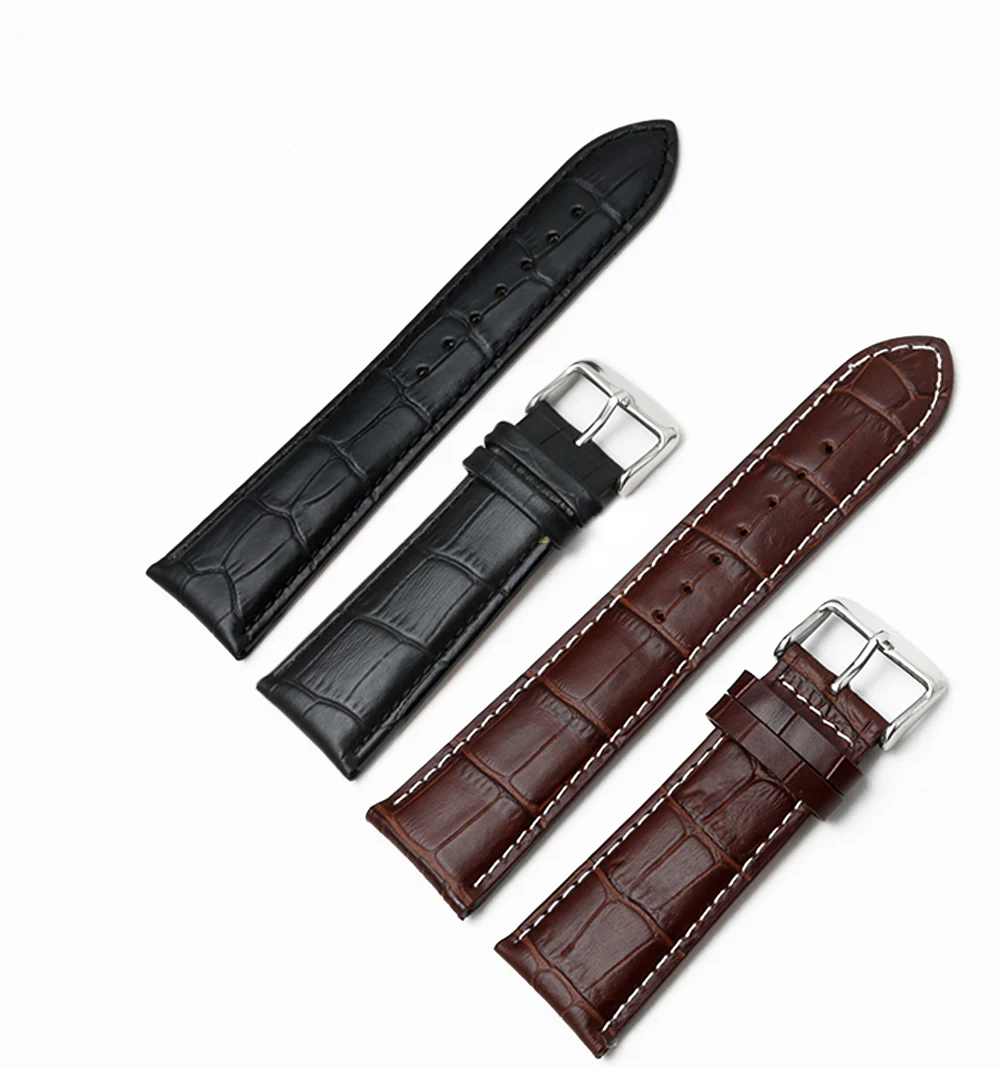 Herren-Uhrenarmband aus echtem Leder mit Dornschließe, 22–28 mm, Alligatorprägung, allgemeines Uhrenarmband für alle Uhren – Detail 6