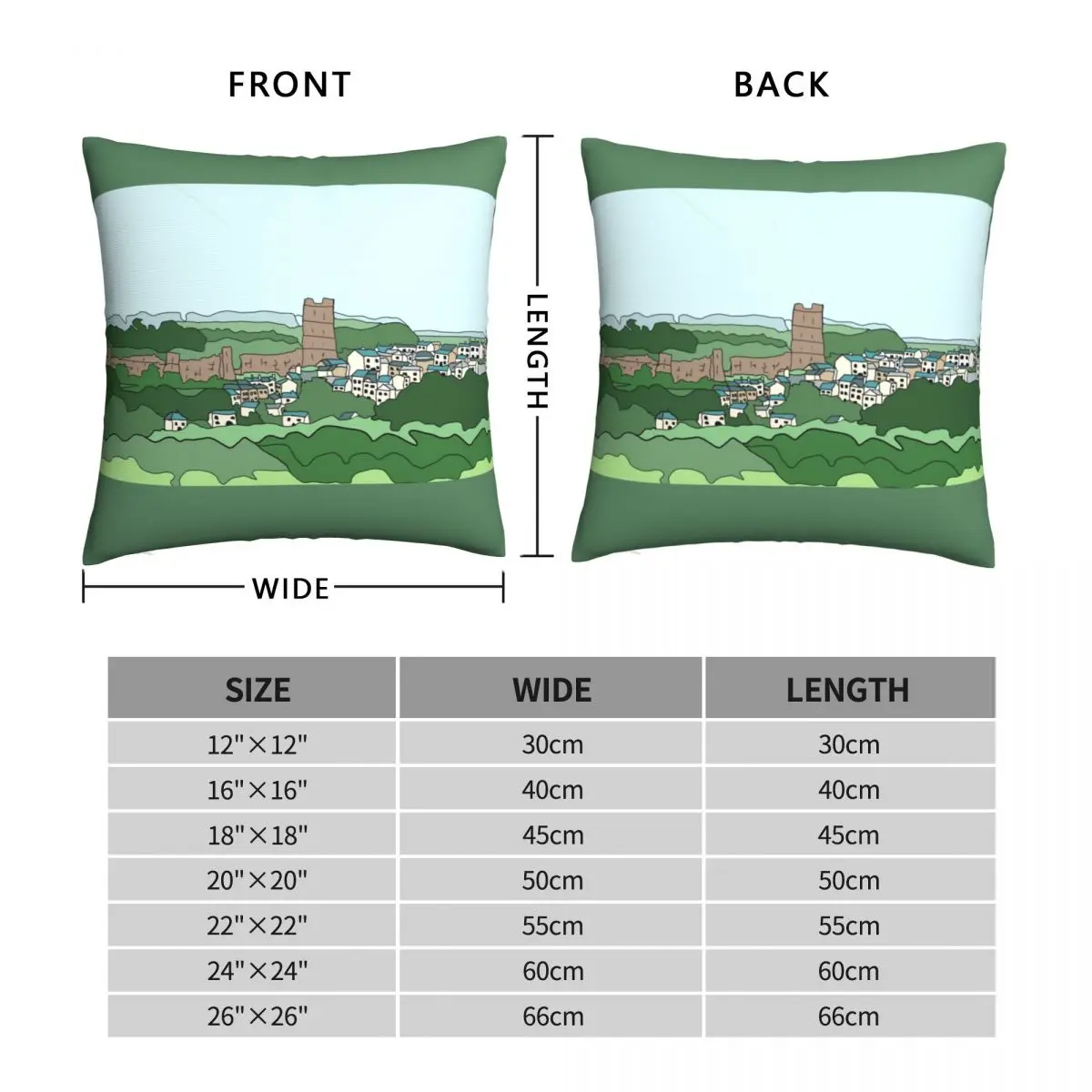 Medieval Richmond Castle Square Pillowcase Polyester Linen Velvet Creative Zip Decor Pillow Case Sofa Cushion Cover