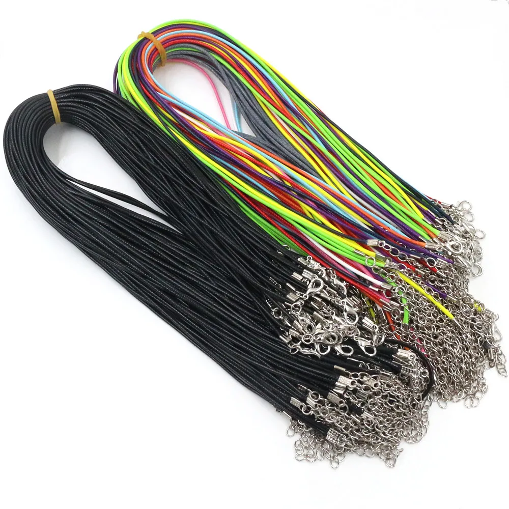 Handmade Leather 20pcs/Lot Adjustable Braided Rope Necklaces & Pendant Charms Findings Lobster Clasp String Cord