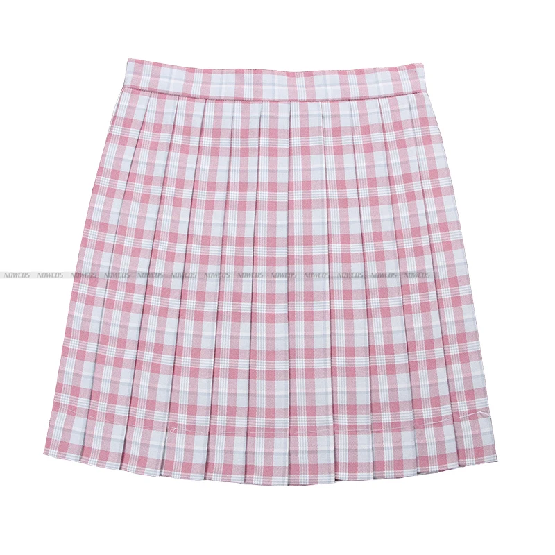 [Salted Sakura] Student College Girls High Waist JK Uniform Pink Plaid Pleated Skirt Spring Summer Autumn Skirt With Pockets