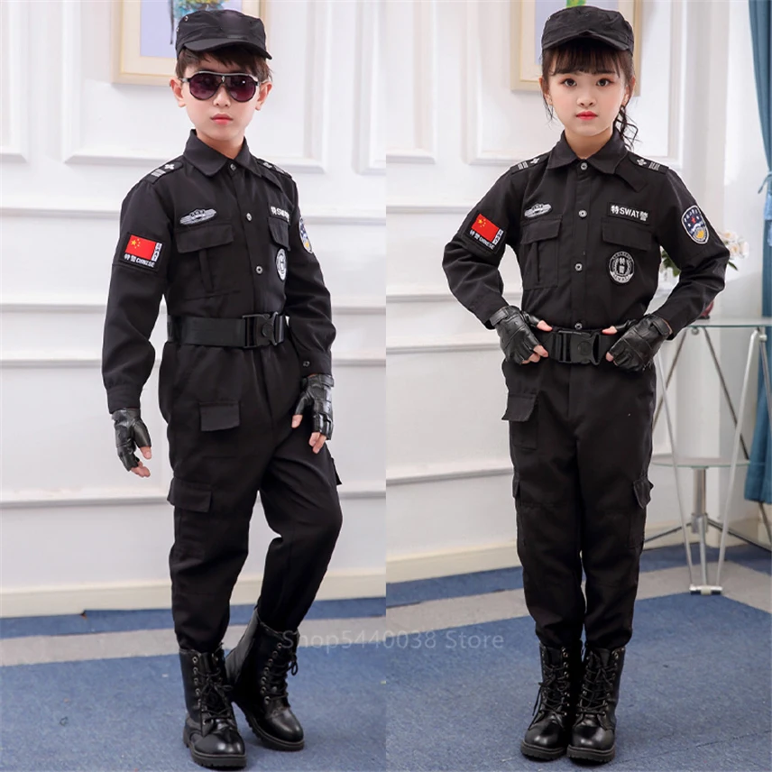 Spezielle Polizei Anime Cosplay Kostüm Halloween Karneval Party Kinder Verkehrs Leistung Polizisten Uniform Kinder Armee Jungen 2022