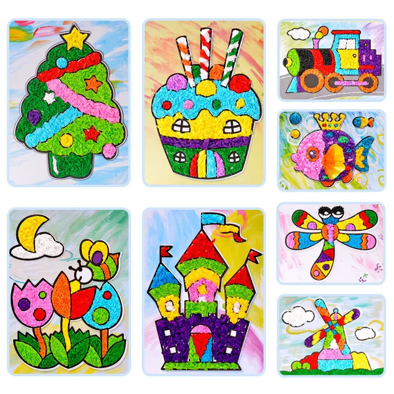 8Pcs/Set DIY Cartoon Paper Crafts Educational Toys For Children Handmade Handicraft Kindergarten Funny Arts And Kids Craft Gifts