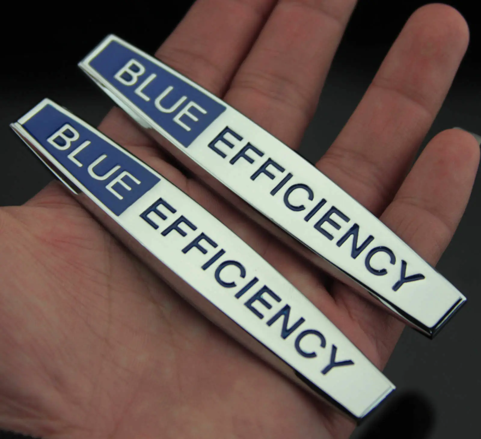 2x BLUE EFFICIENCY Fender Badge Emblem Decal Sticker