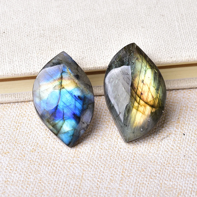 Natural Labradorite Leaf Shape Blue Purple Yellow Mineral Ornaments Energy Healing Stone DIY Jewelry Reiki Home Decoration