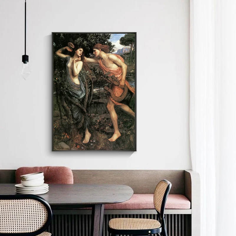 Citon Canvas oil painting John William Waterhouse《Apollo and Daphne》Artwork Poster Picture Modern Wall Art decor Home Decoration