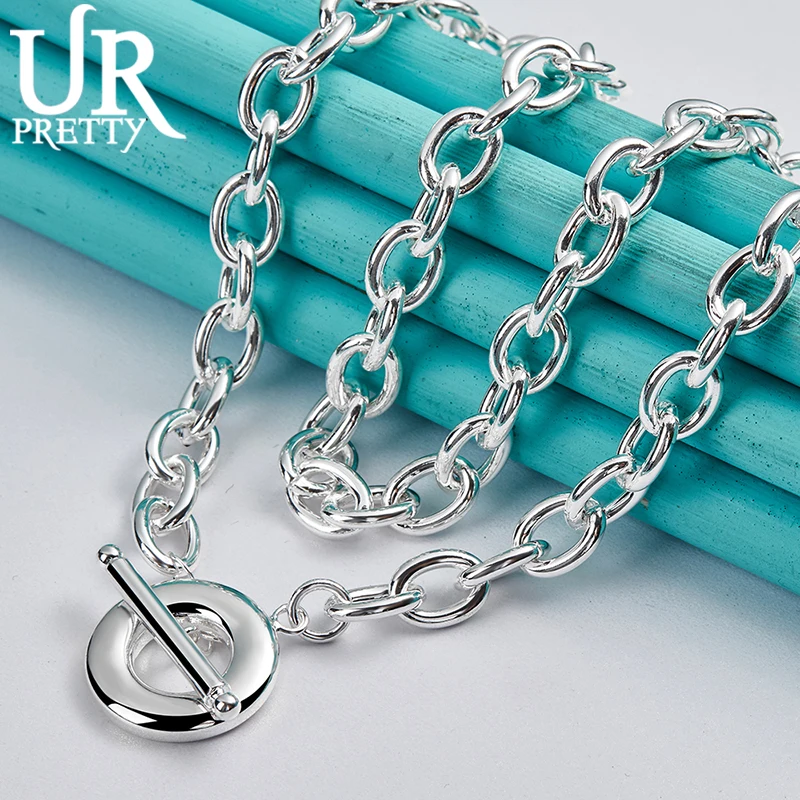 

UPRETTY New 925 Sterling Silver OT Necklace 18 Inch Chain For Man Woman Party Engagement Wedding Charm Jewelry Gift