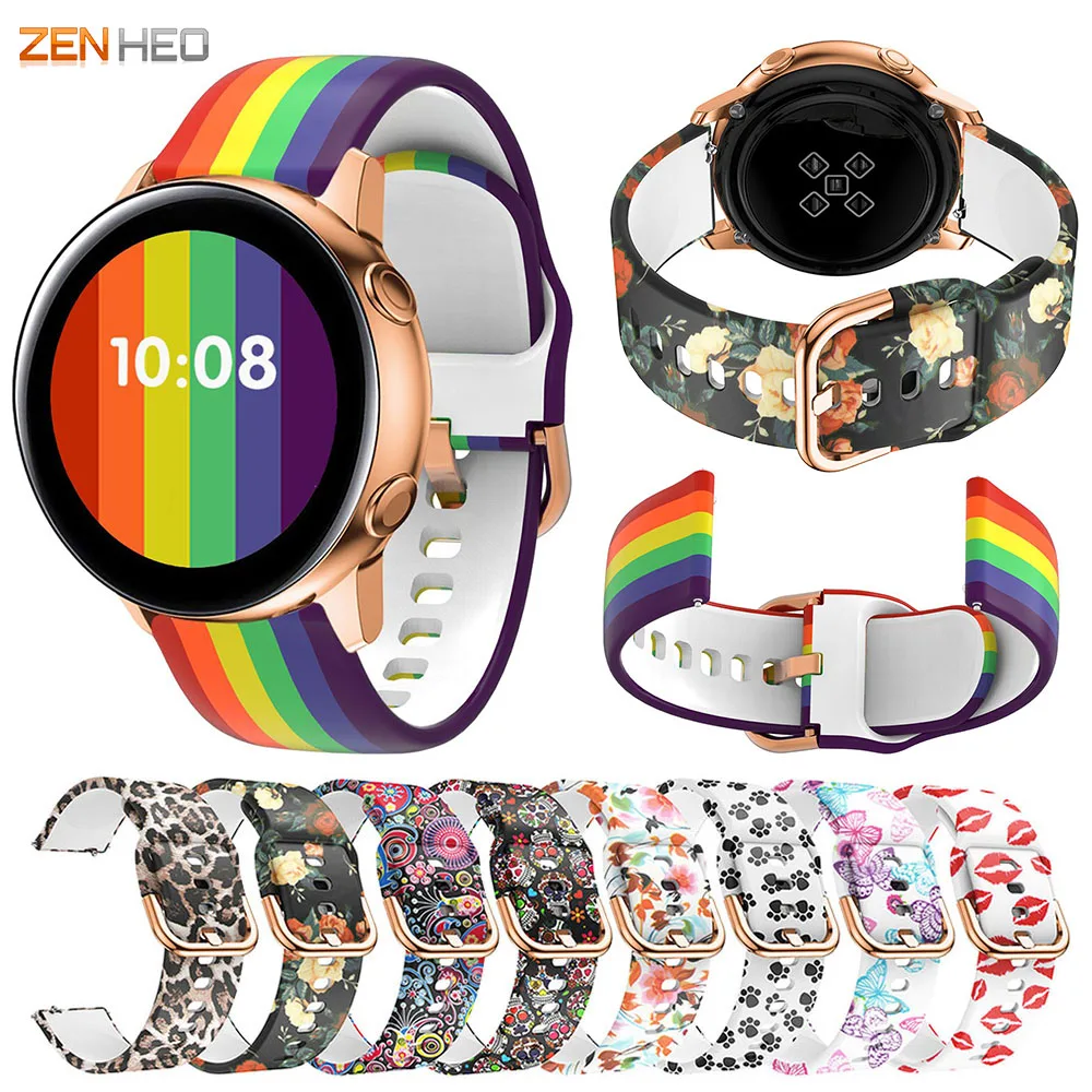 Printing Watchband for Samsung Galaxy Watch Active/Active 2 40mm 44mmReplacement Silicone Strap For Samsung Galaxy Watch 42mm