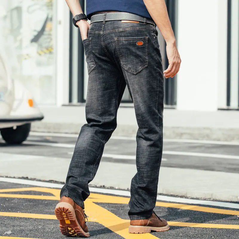 Men Fashion Jeans Pants Straight Loose Baggy Harem Elastic Denim Pants Hip Hop Casual Cotton Breathable Wide Leg Black Trousers