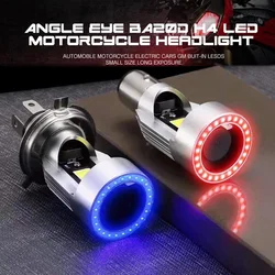YSY Blue/Red Angel Eye H4 LED Motorcycle Headlight Ba20d HS1 H6 Scooter Motorbike Headlamp Light Bulb DRL Accessories DC 12-80V