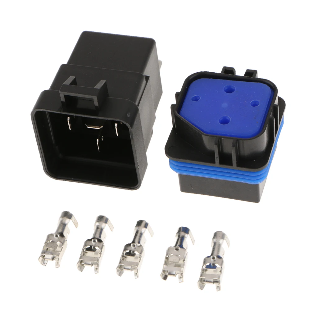 2Pcs 12V 40A 4PINS Relay Wiring Inside the Waterproof Socket with Terminals