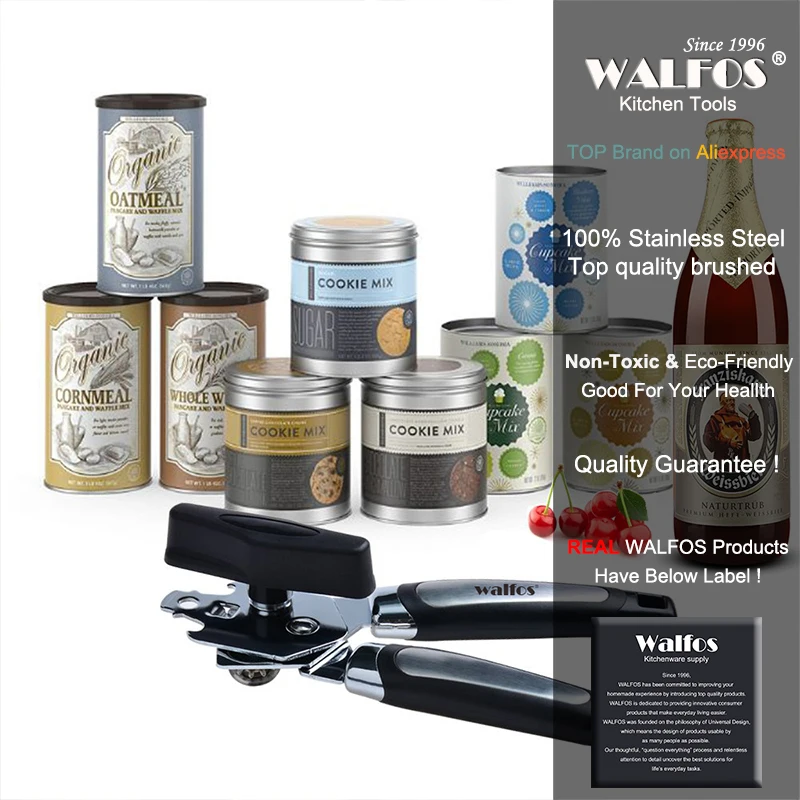 WALFOS Stainless Steel Beer Can Opener Ergonomic Manual Jar Wine Bottle Opener Knife for Cans Lid Kitchen Accessories Gadgets