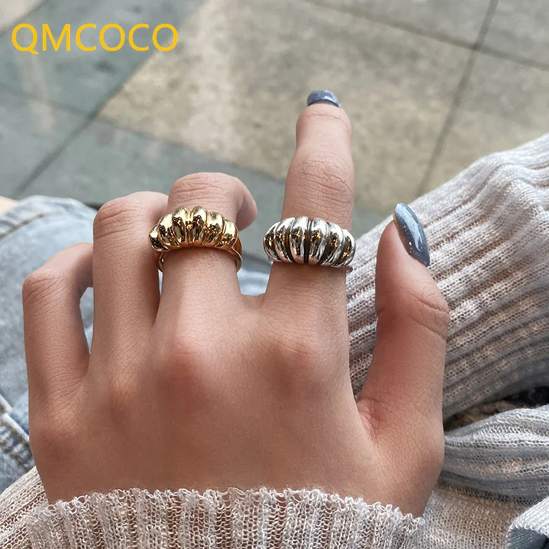 QMCOCO, простые кольца для женщин, новые модные кольца неправильной геометрической формы на указательный палец, ювелирные изделия для дня рождения, подарки