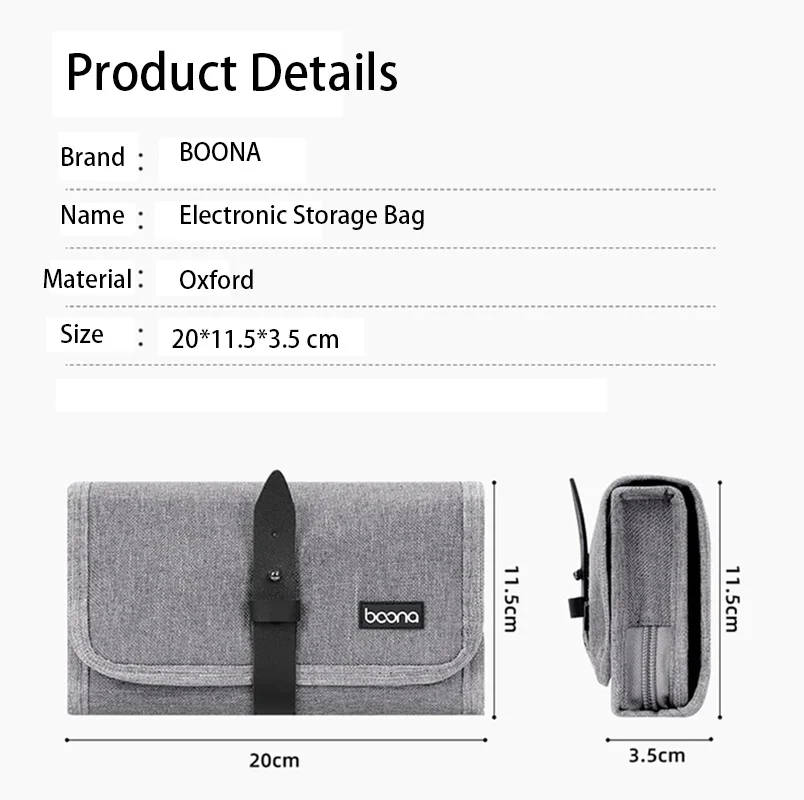 Oxford Trifold Electronic Organizer Bag Case for 2.5 Inches External Hard Disk Hard Drive 20000mAh Power Bank Mobile Phone Cable