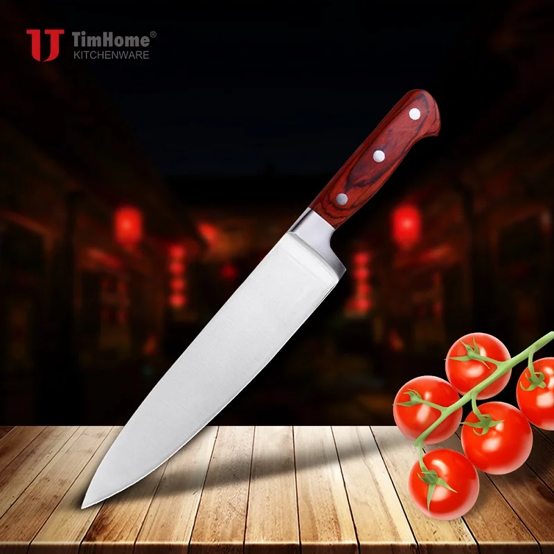 Timhome 8 Inch Chef Knife Stainless Steel  Kitchen With Pakka Wooden Handlk EVA Box