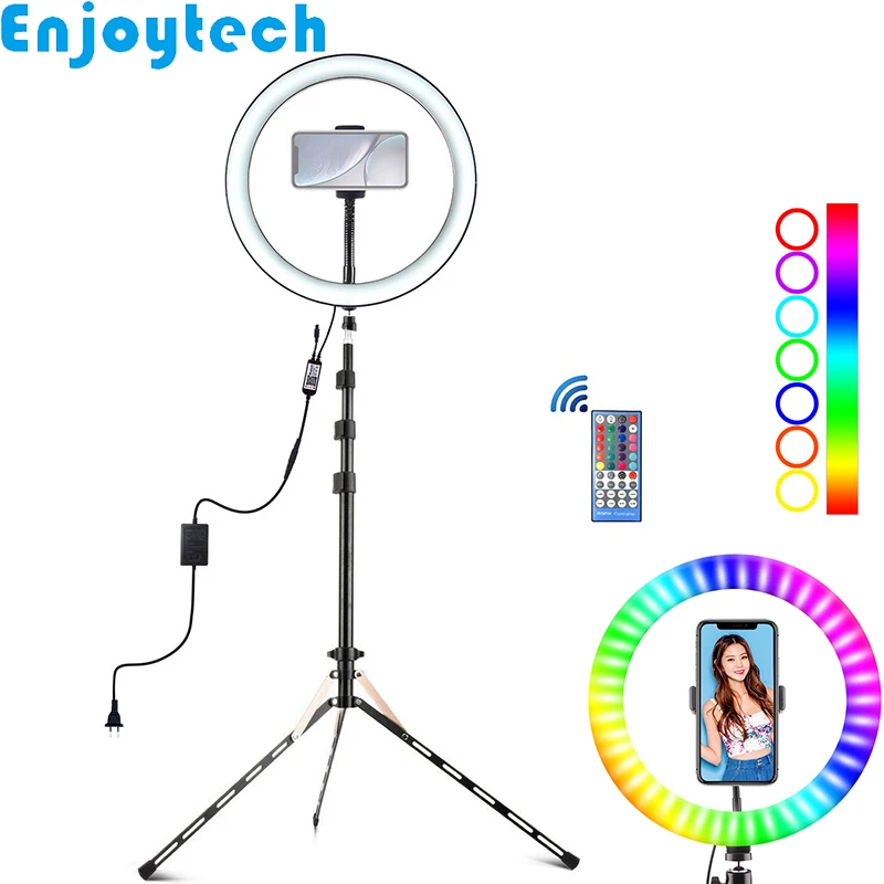 

30CM RGBW LED Ring Flash Lamp Light with 1.9M Aluminum Alloy Tripod Photography Lighting Stand for Video Live Streaming Blogger