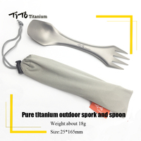 TiTo Titanium Spork Outdoor Camping Fork Knife Combo Hiking  Picnic Survival Tableware