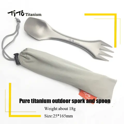 Camping spork with fork and knife TITO TITANIUM