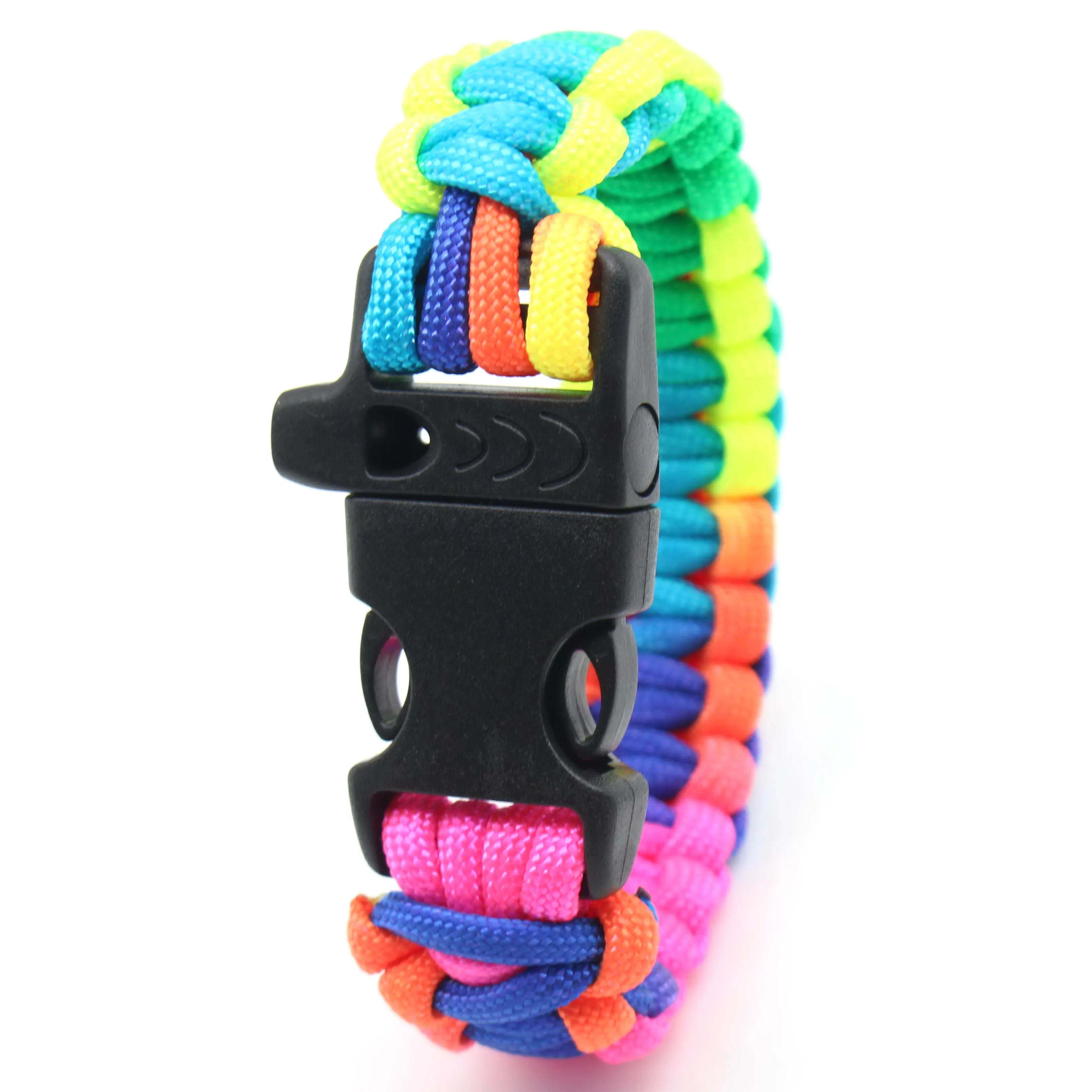 Seven color Colorful Rainbow Camouflage Survival Bracelet Parachute Cord Emergency Paracord Camping Bracelet With Whistle Buckle